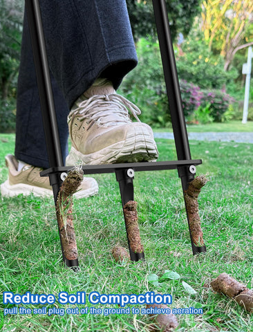 Xuperace side-eject core aerator prevents clogging during soil plug release.