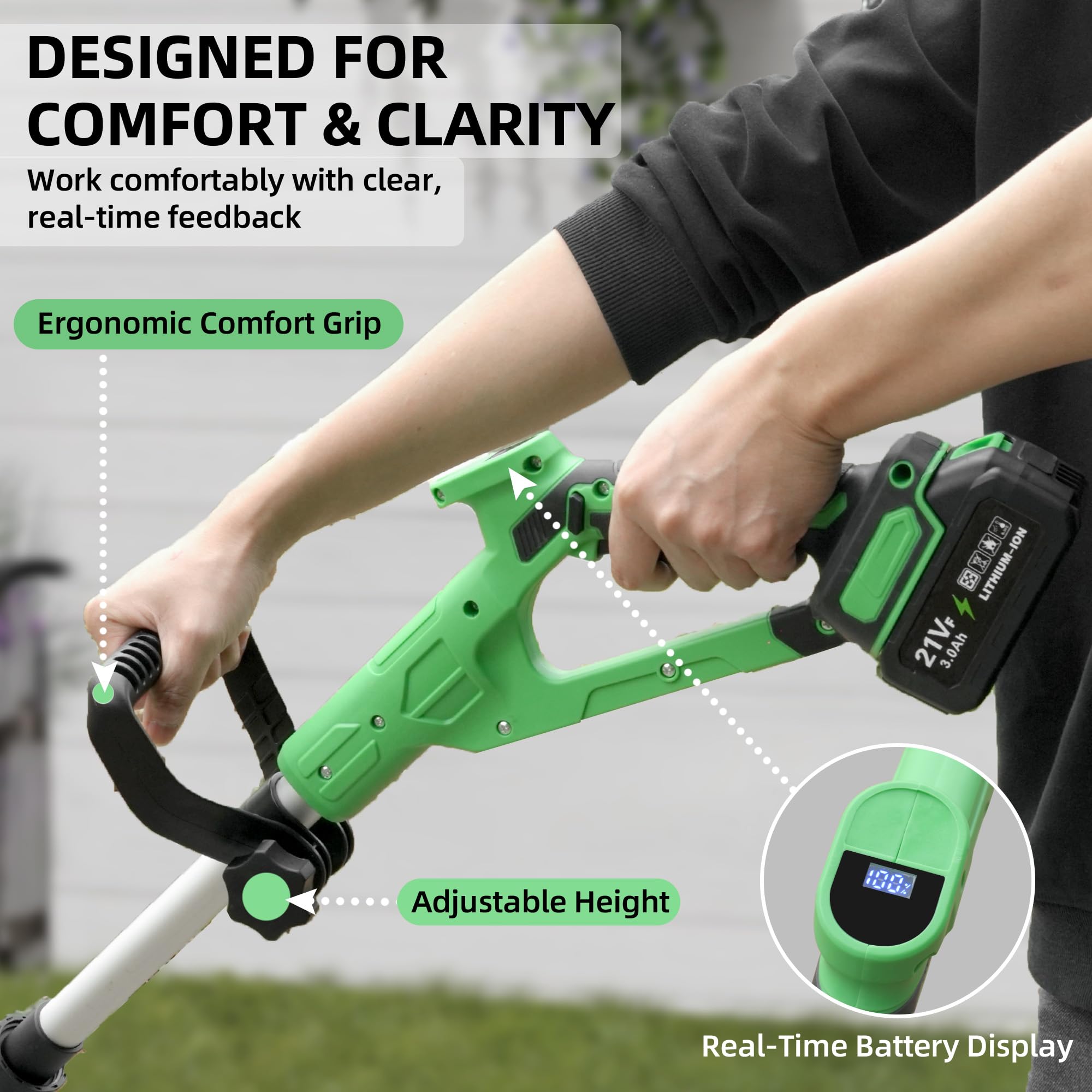 XXCFG ergonomic adjustable handle reduces fatigue during use