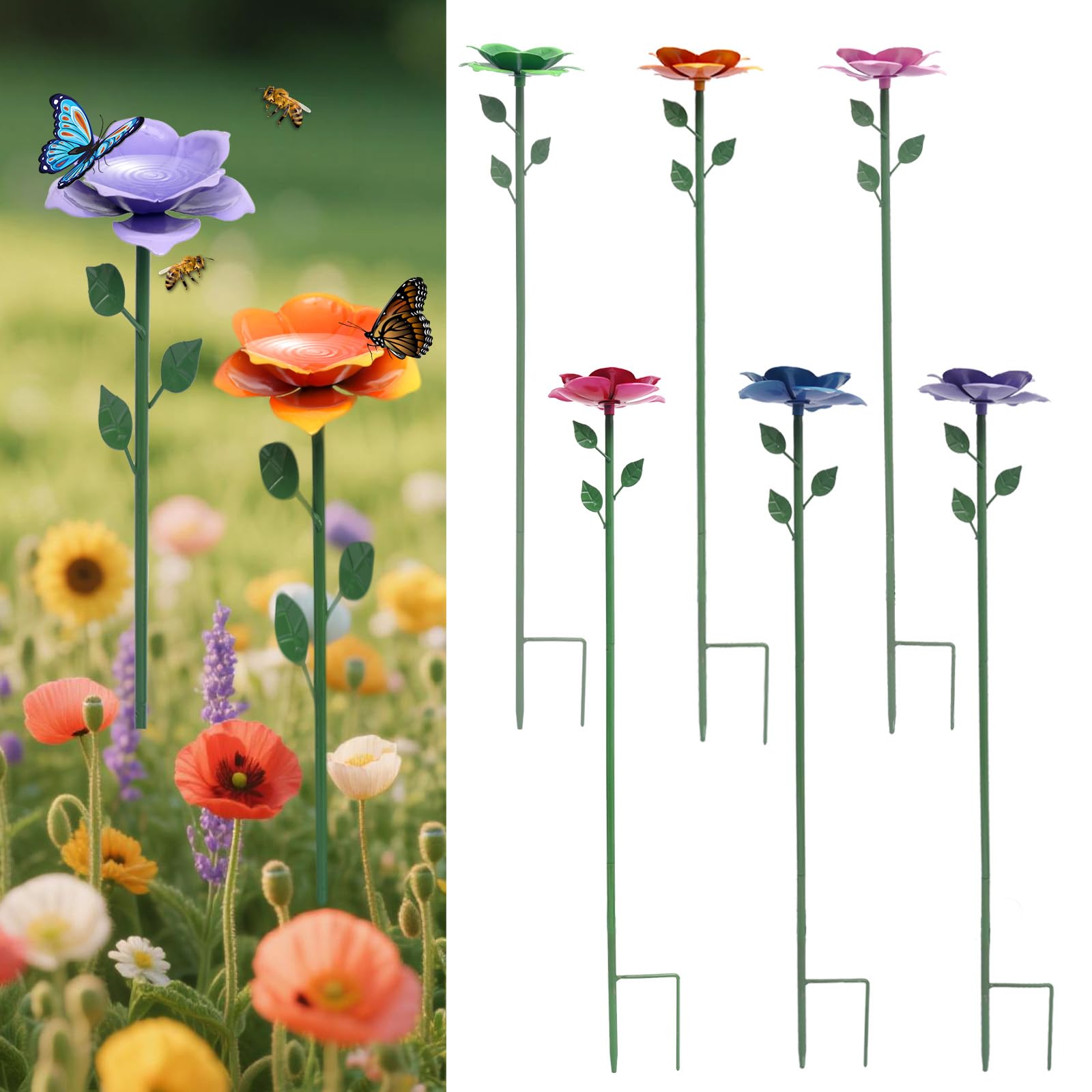 XXOUOUG Bee Watering Station with flower design attracts pollinators.