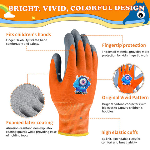 xxpepo kids gardening gloves in three colors pattern helps kids engage in garden tasks