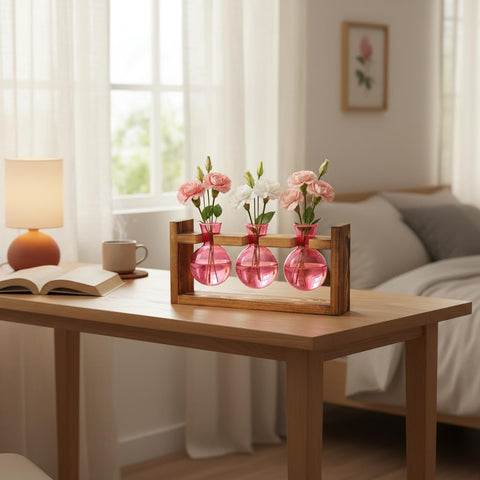 XXXFLOWER 3-bulb propagation station with retro wooden stand as decor