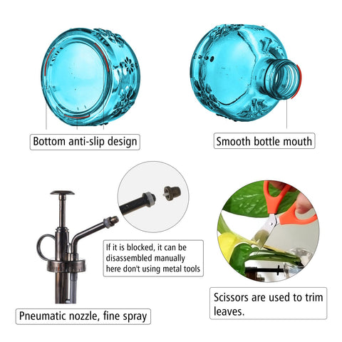 XXXFLOWER rotating-nozzle-sprayer provides a wide, even mist for delicate leaves.