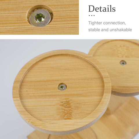XXXFLOWER Bamboo Plant Stand 3-Tier displays small pots securely on trays.