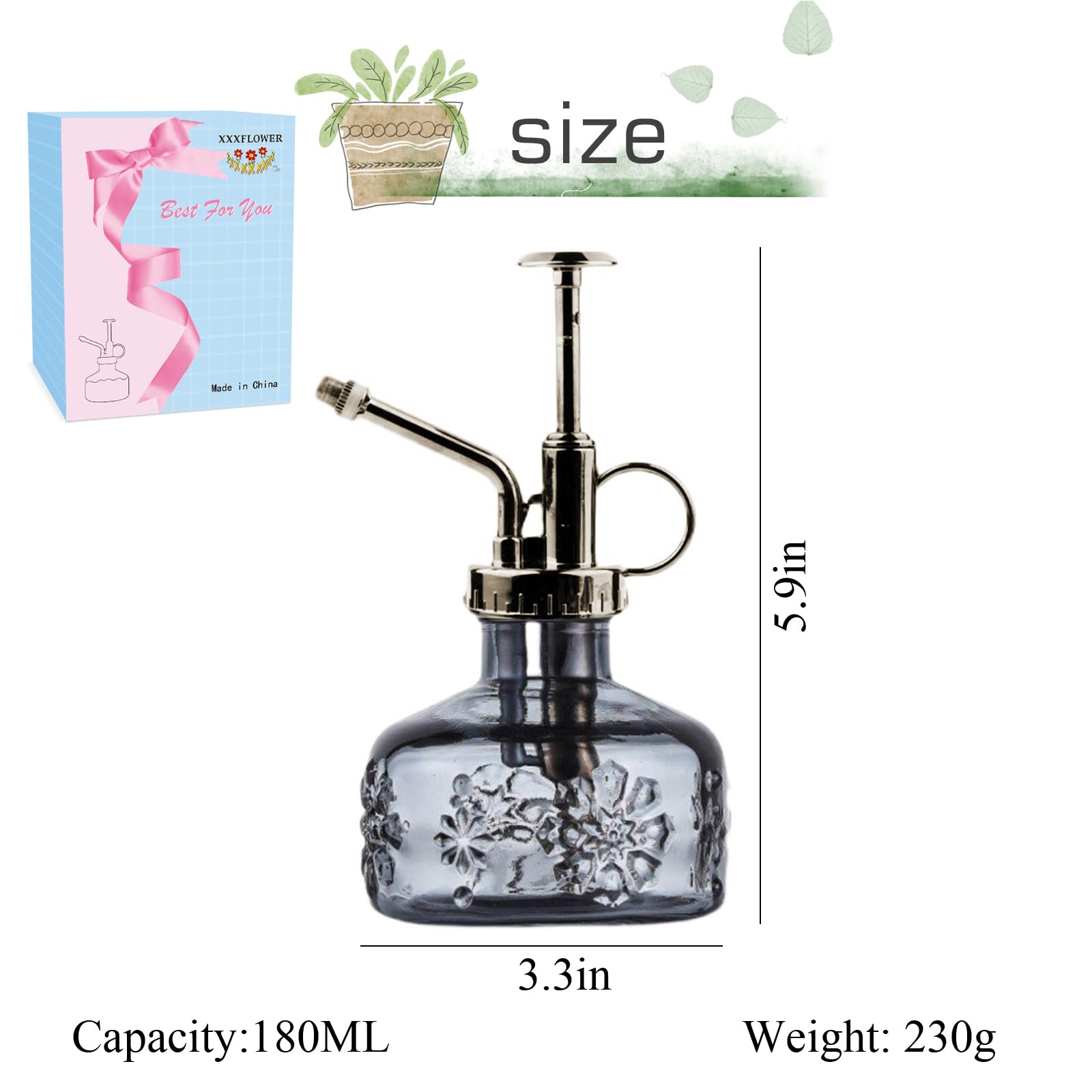 XXXFLOWER sprayer bottle demonstrating fine mist for delicate succulents.