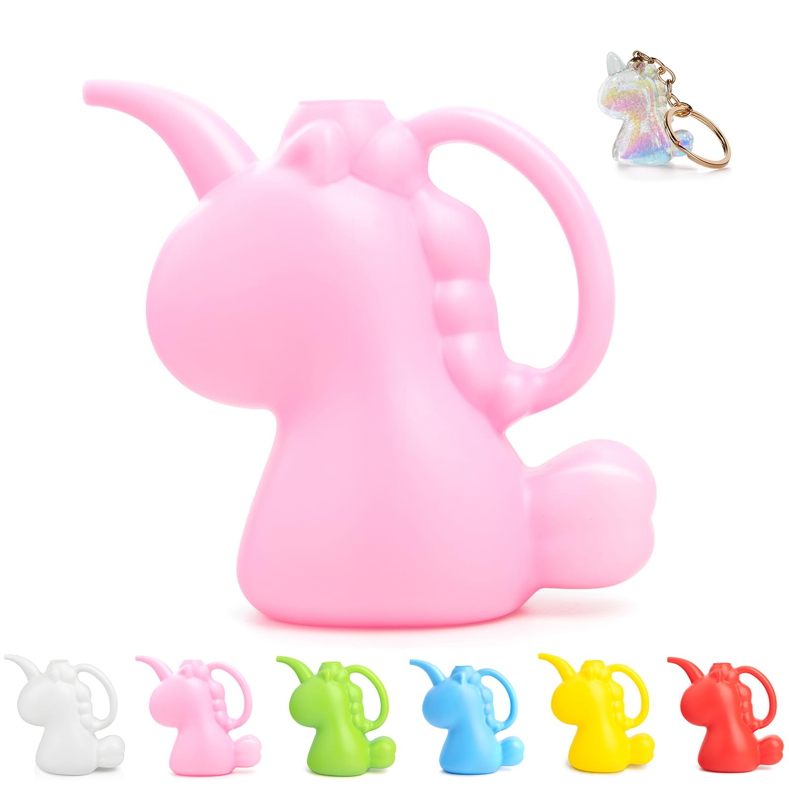 XXXFLOWER Unicorns watering can front view in pink for cheerful kid-friendly gardening.