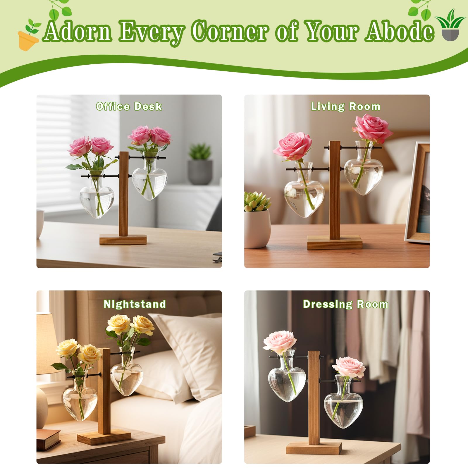 XXXFLOWER wooden frame stand supporting elegant bulb terrarium