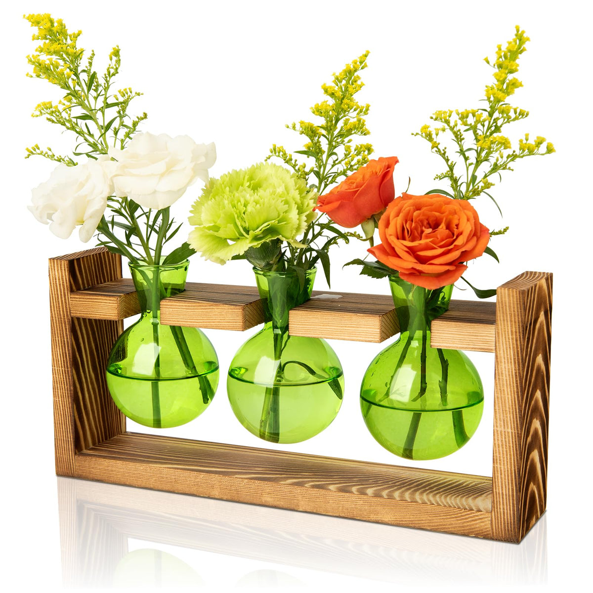 XXXFLOWER wooden stand supports a three bulb propagation station for stable plant care