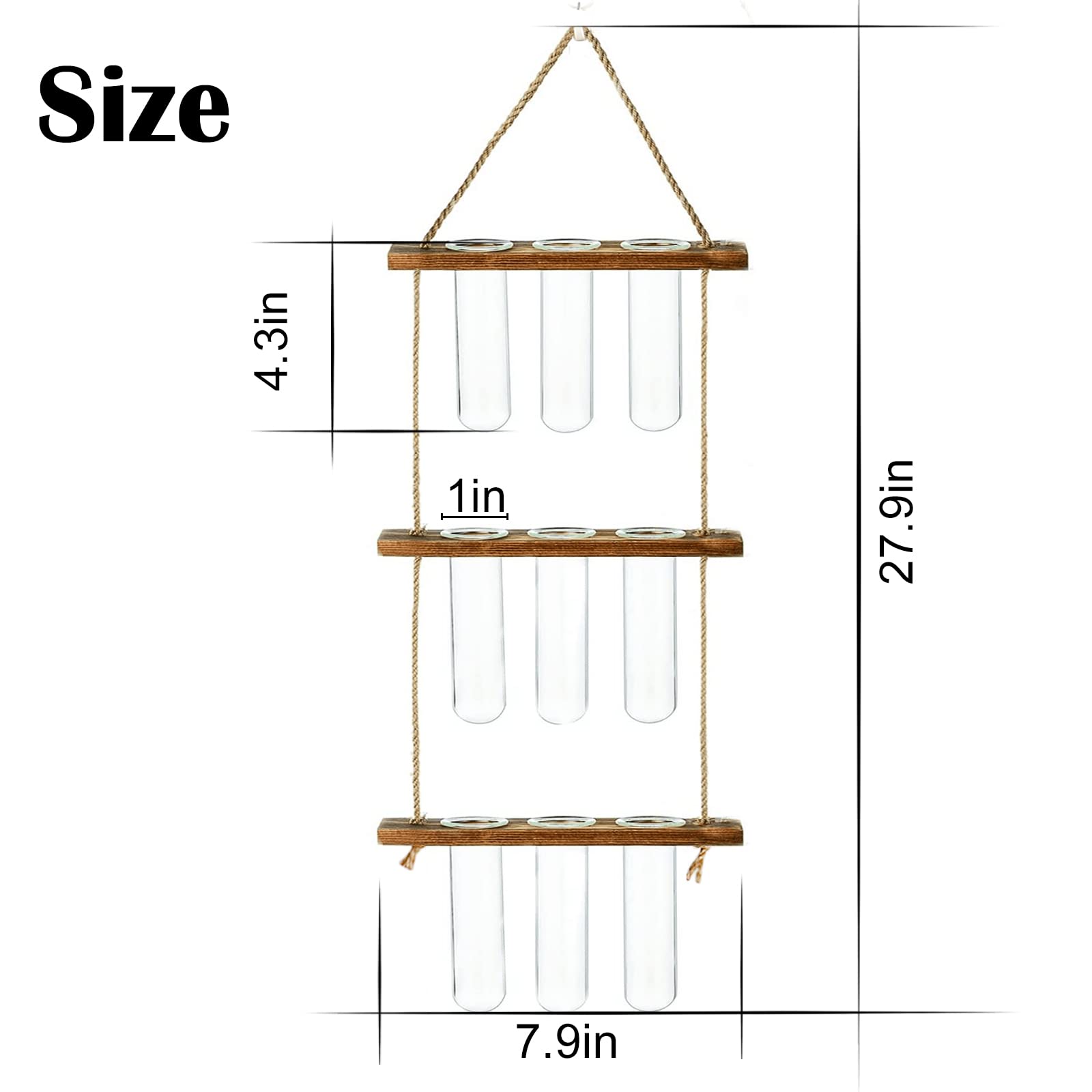 XXXFLOWER wooden stand with glass tubes offers elegant space-saving plant display.