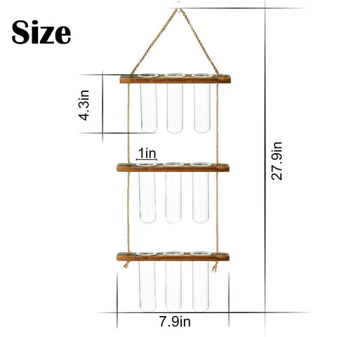 XXXFLOWER wooden stand with glass tubes offers elegant space-saving plant display.