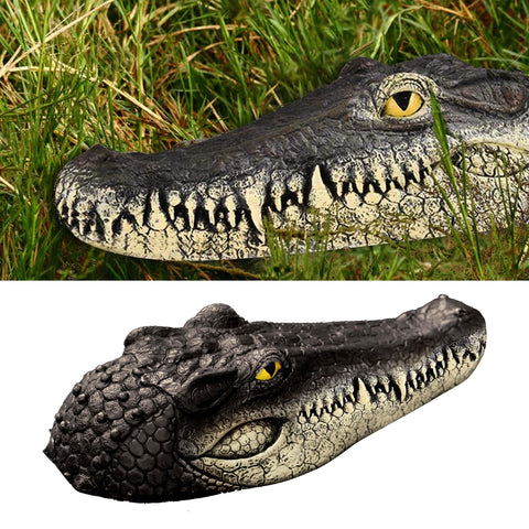 Xxzhiho floating alligator head decoy deters birds from ponds and pools.