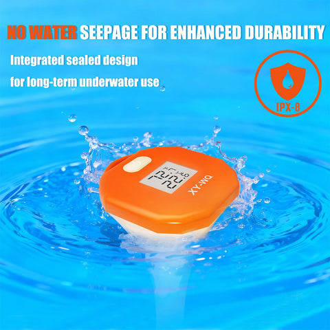 XY-WQ digital pool thermometer large LCD display enables easy at-a-glance readings.