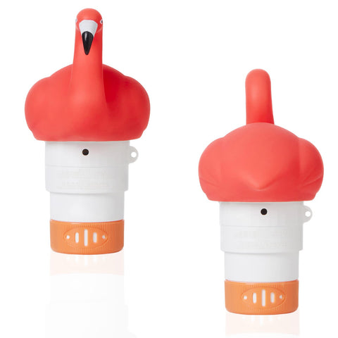 XY-WQ Flamingo Floater in pool use shows steady dosing at the waterline