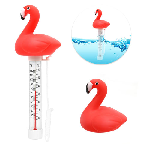 XY-WQ Flamingo thermometer with rope tether to prevent loss.