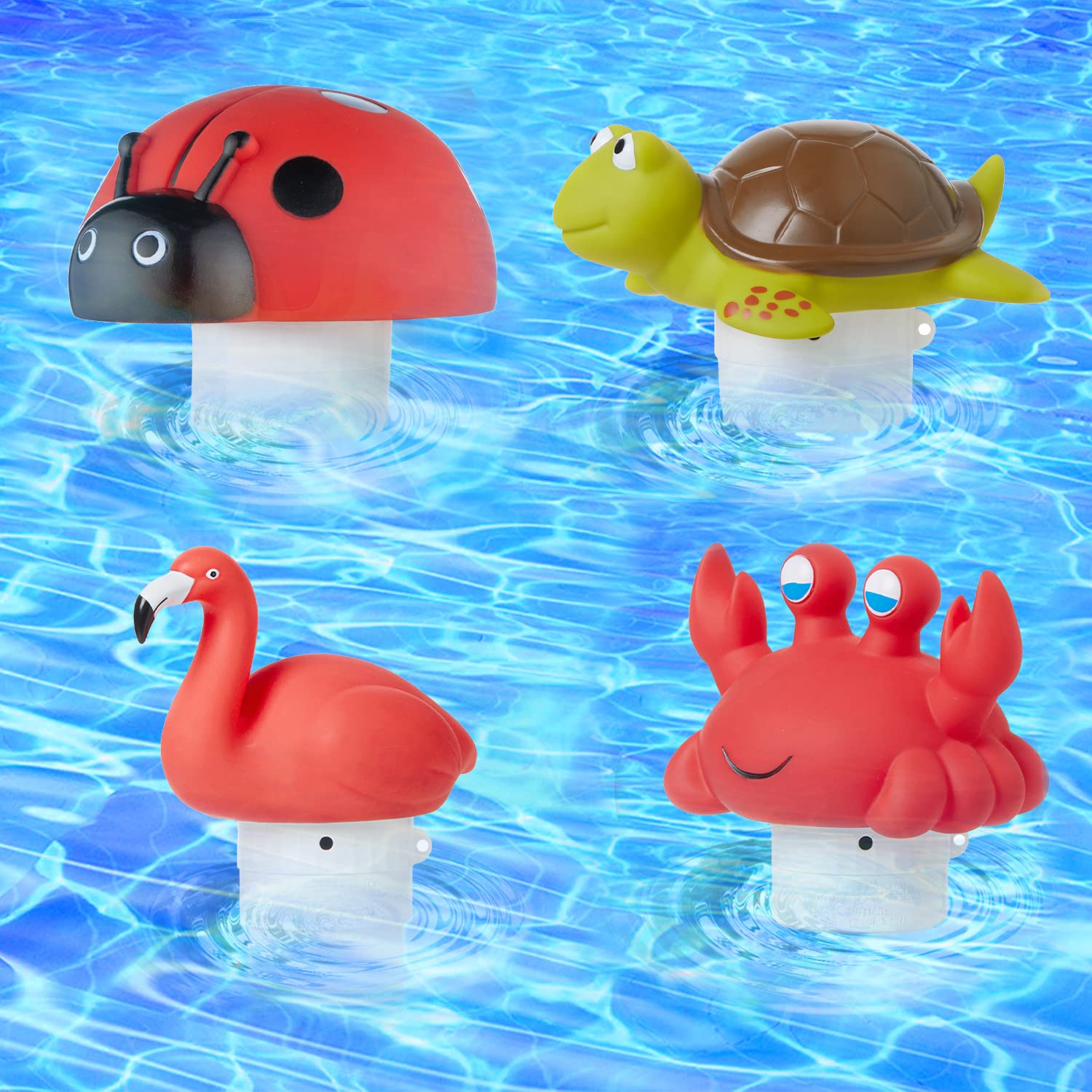 XY-WQ Ladybug floater dispensing action releases chlorine smoothly over time.