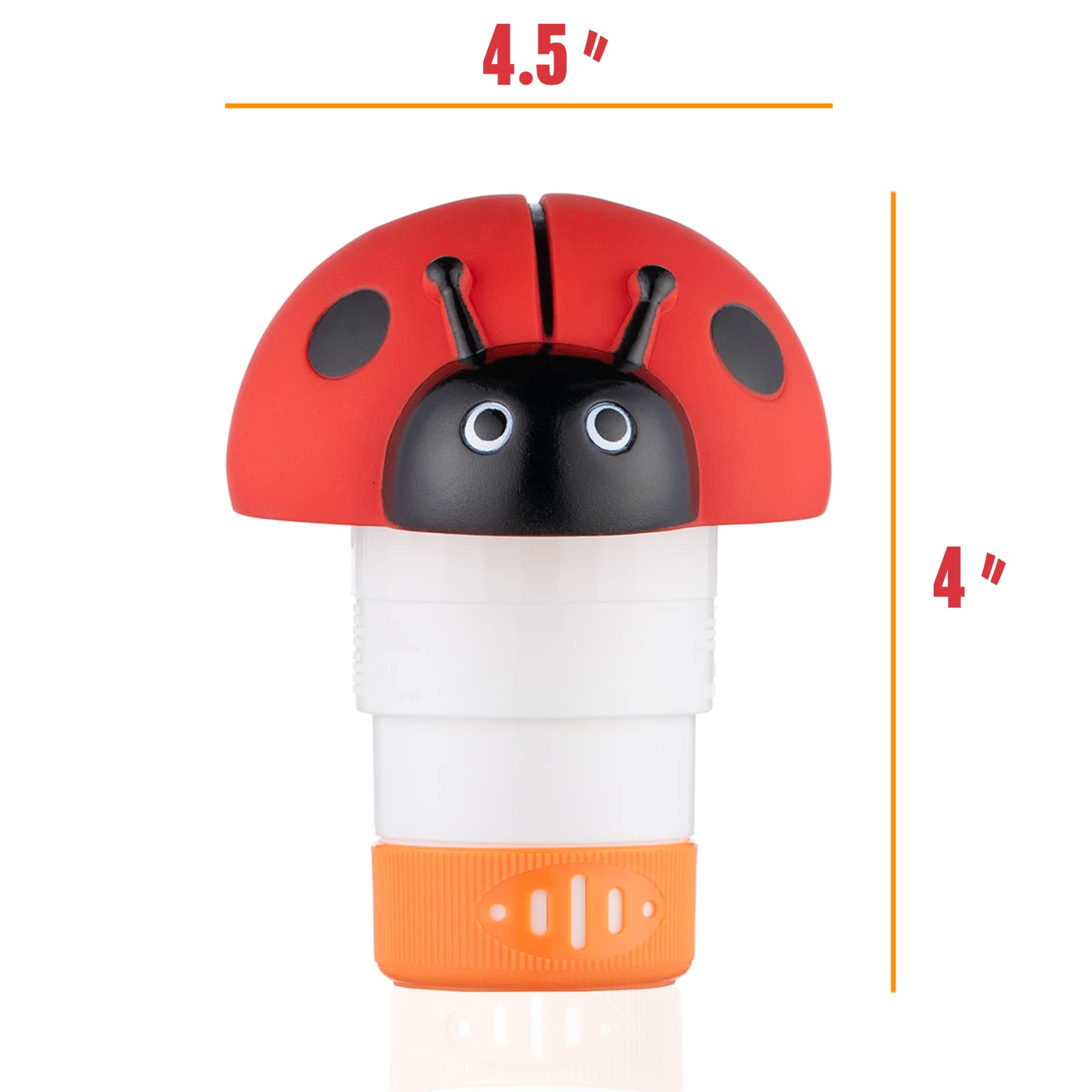 XY-WQ Ladybug floater open-cap reveals storage for up to four tablets.