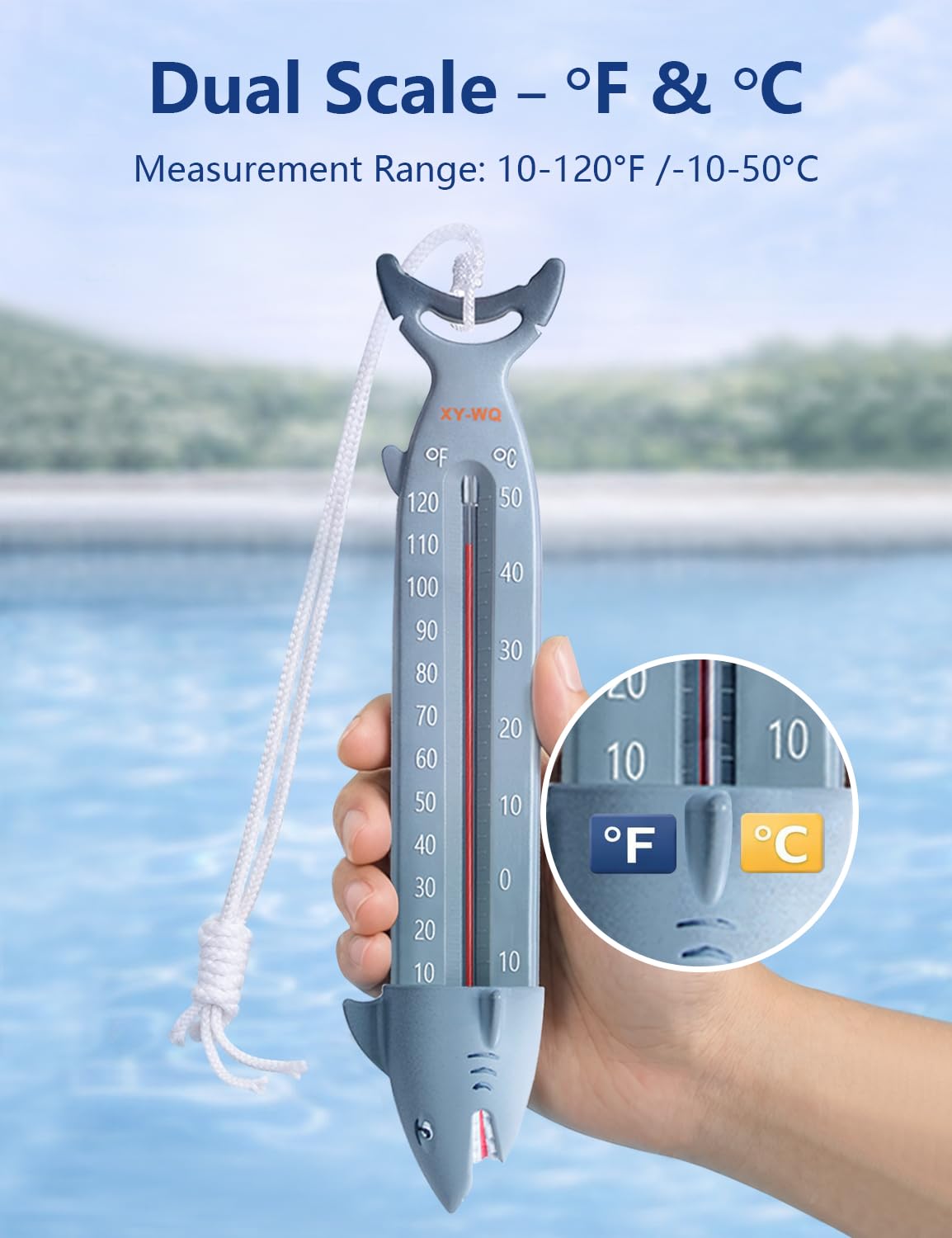 XY-WQ shark design adds personality while delivering reliable readings.