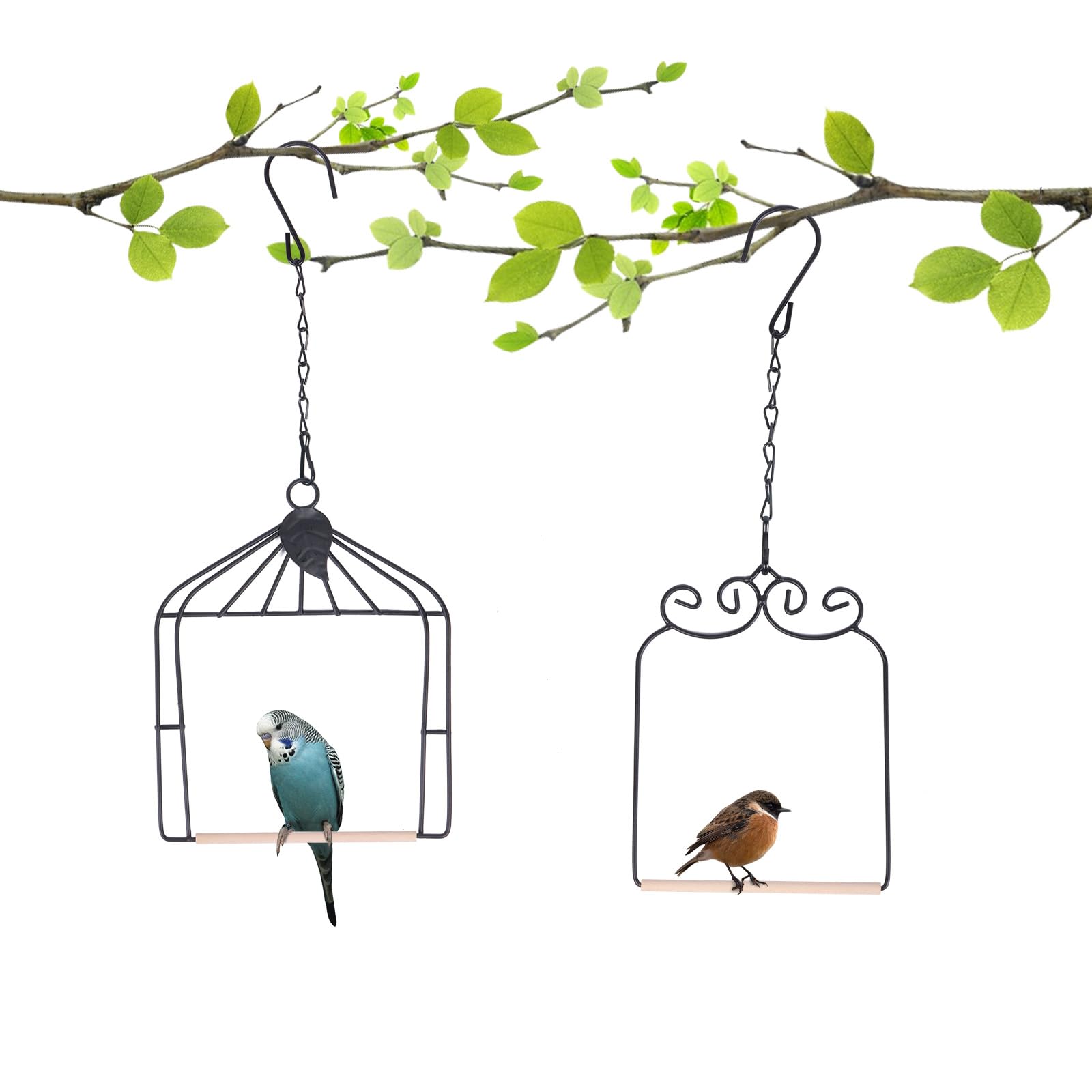 XYADX hummingbird swing with metal frame in black, ideal for garden viewing