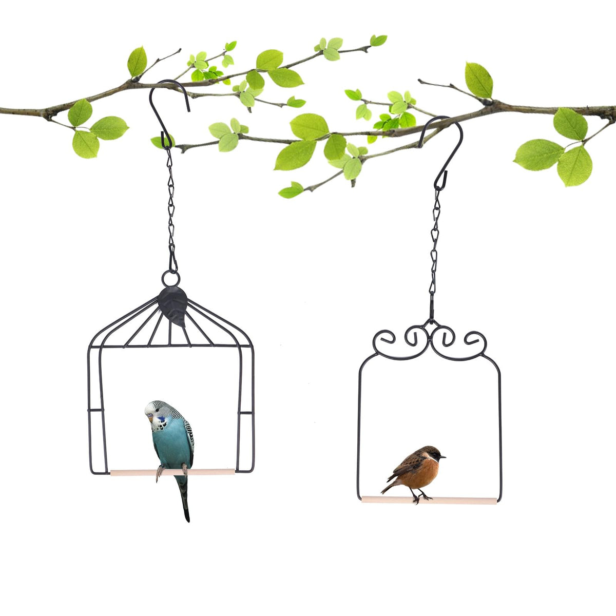 XYADX hummingbird swing with metal frame in black, ideal for garden viewing