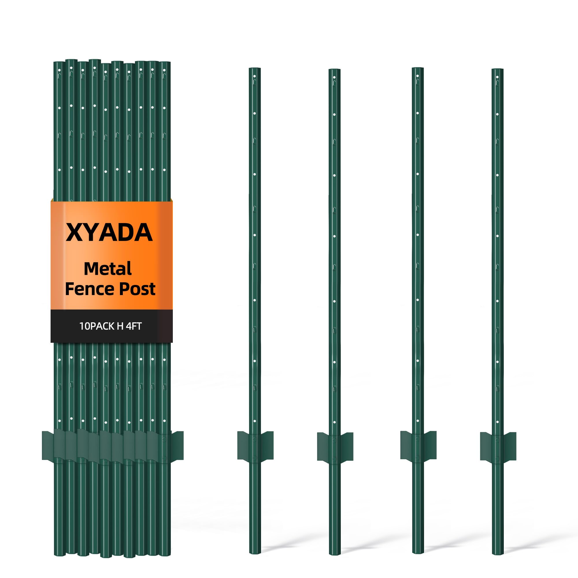 XYADX metal fence post 4ft; sturdy no-dig garden support for light fencing.