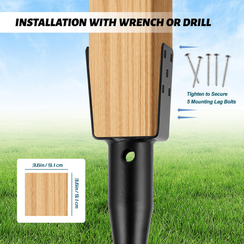 XYADX No Dig Ground Anchor black powder coating resists rust in soil.