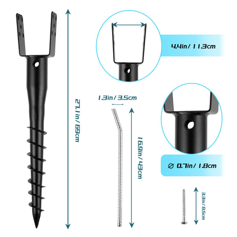 XYADX No Dig Ground Anchor installed with a 4x4 post for mailbox or fence projects.