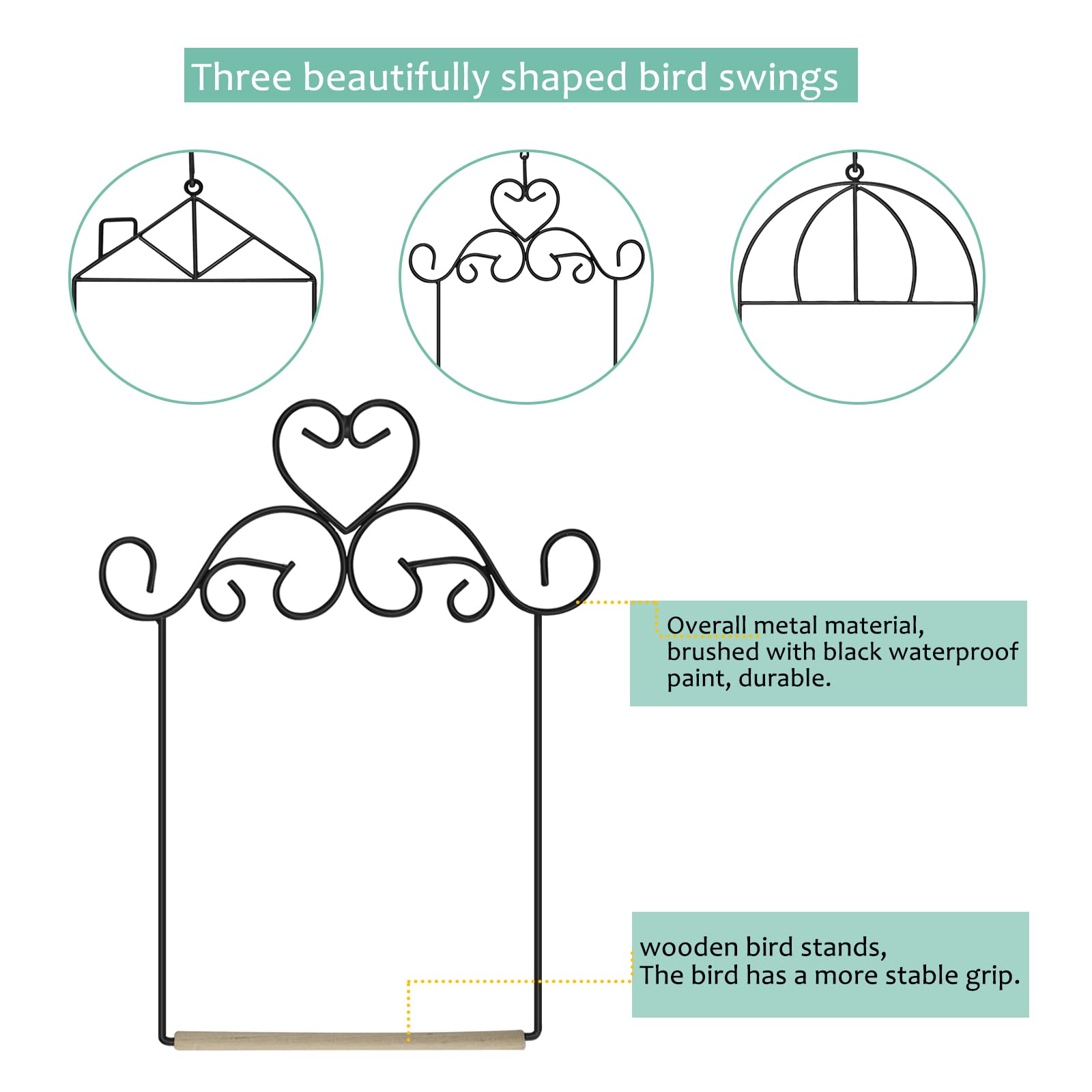 XYADX outdoor bird perch patio setup versatile hanging beside feeders.