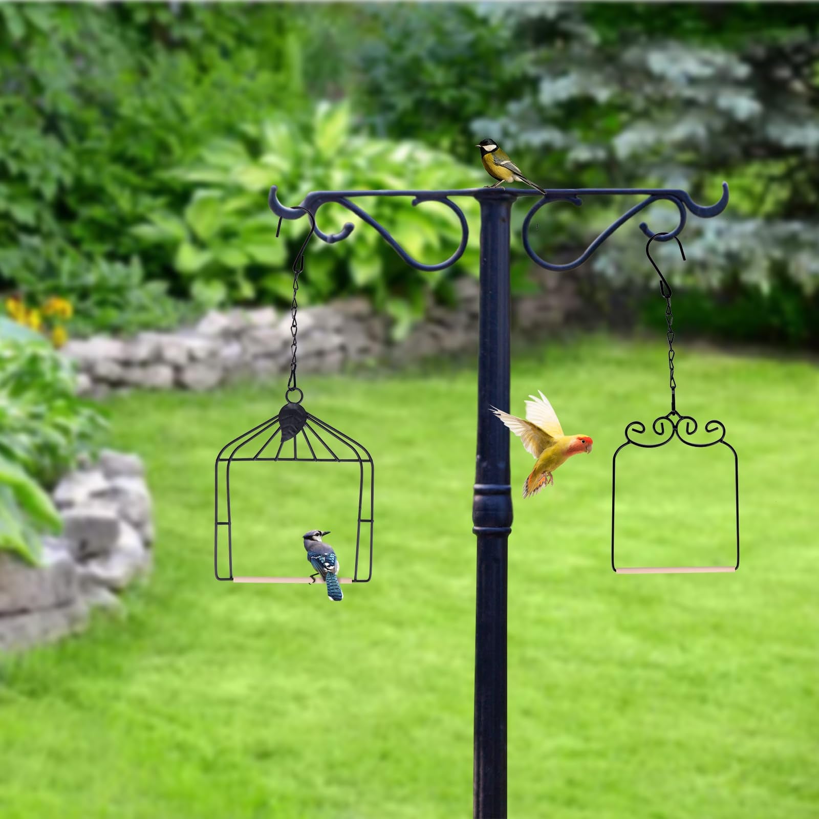 XYADX outdoor bird swing decor for patio with green charm