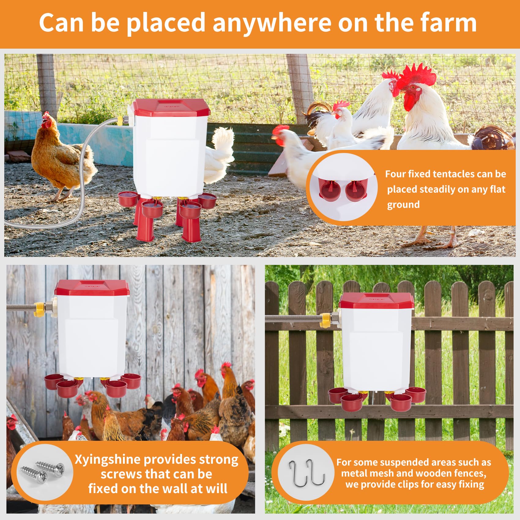 Xyingshine 2-6 inch drinking cup fits multiple poultry species.