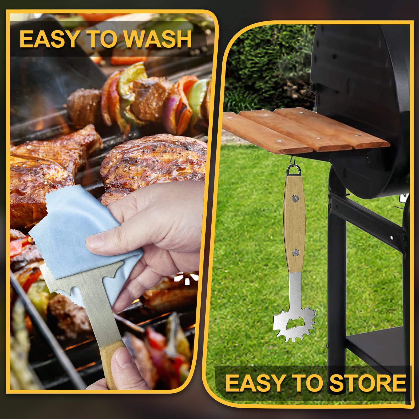 XYK ergonomic extended handle keeps hands away from heat.