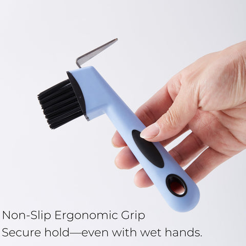 Xylarnoveth scraper hook loosens stuck batter from edges and grooves.