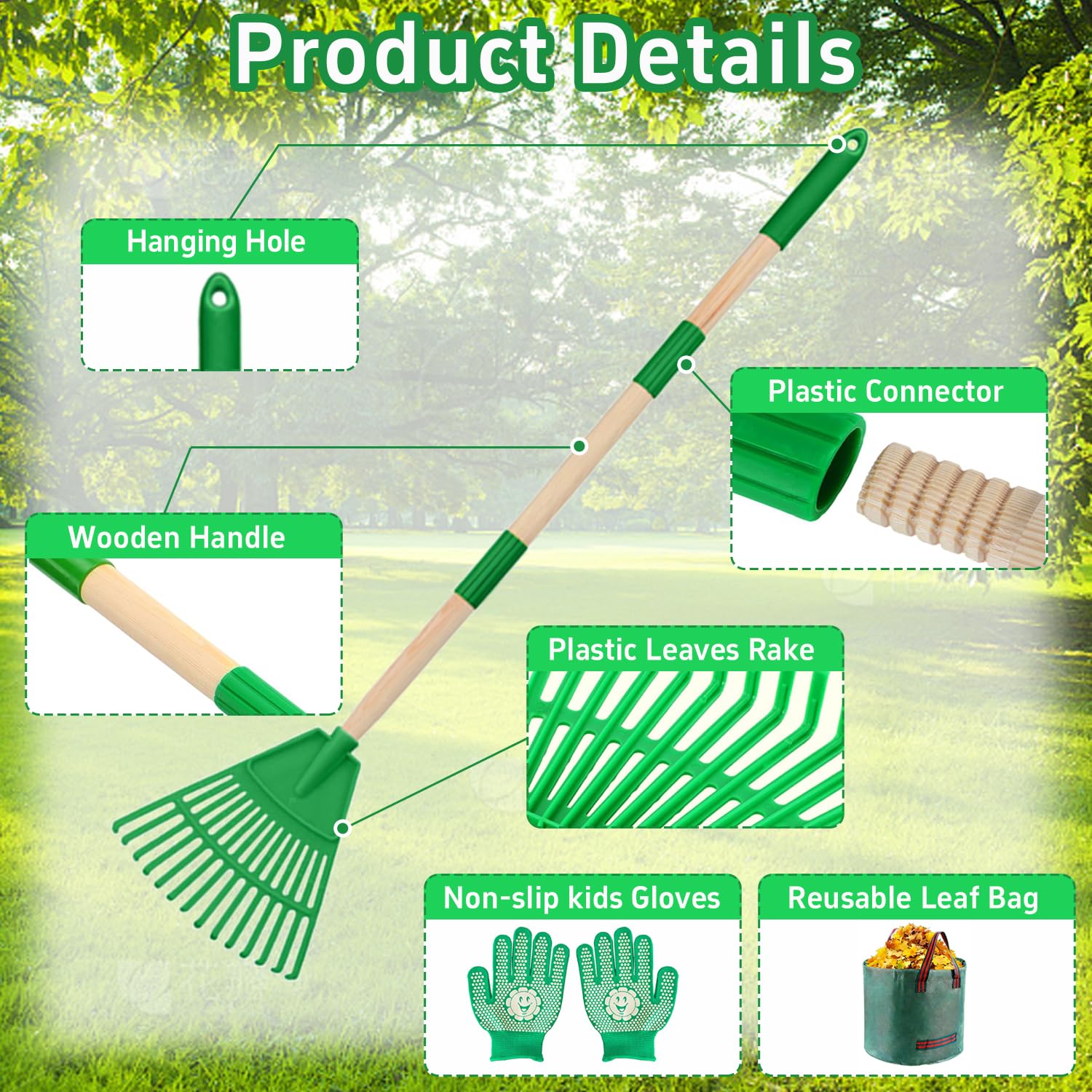 Xynzanic lightweight plastic rake head for easy leaf collection