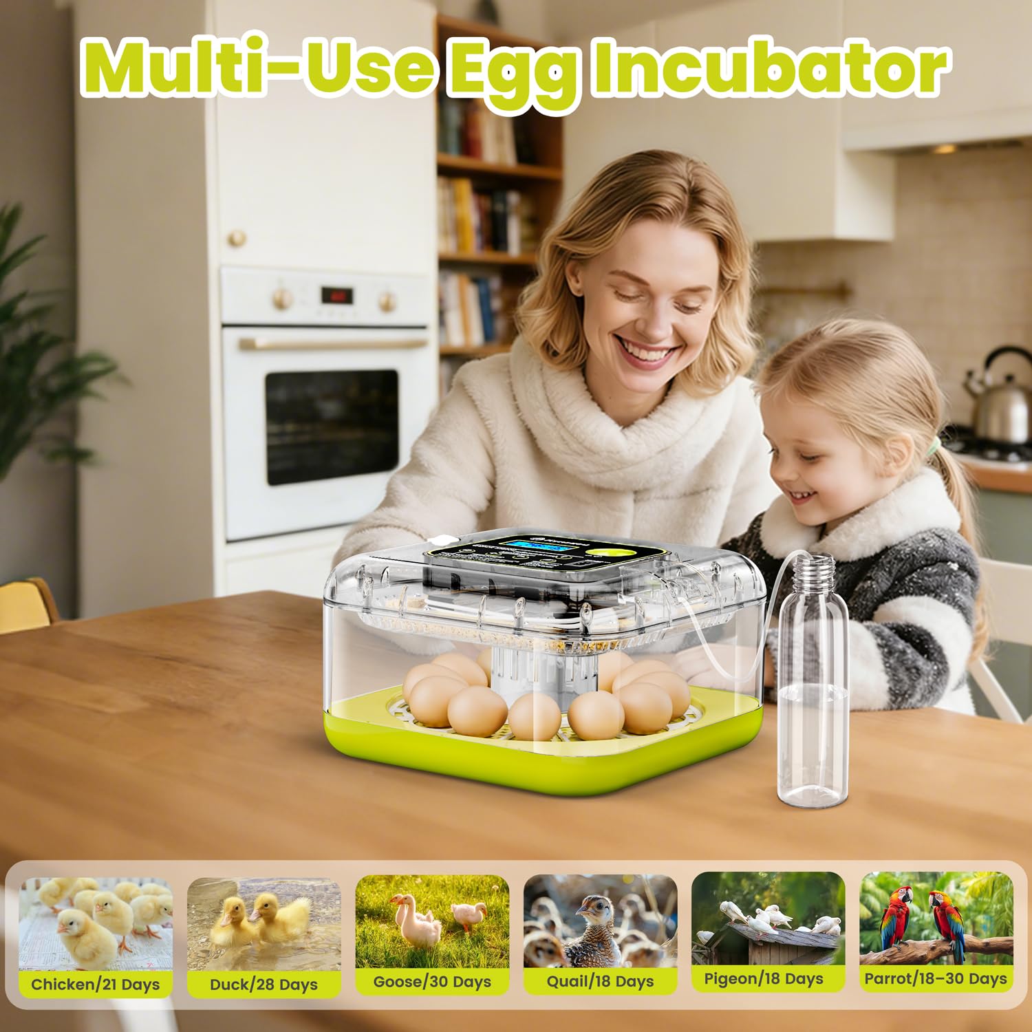 Xynzzeu versatile incubator for chicken, duck, and quail eggs