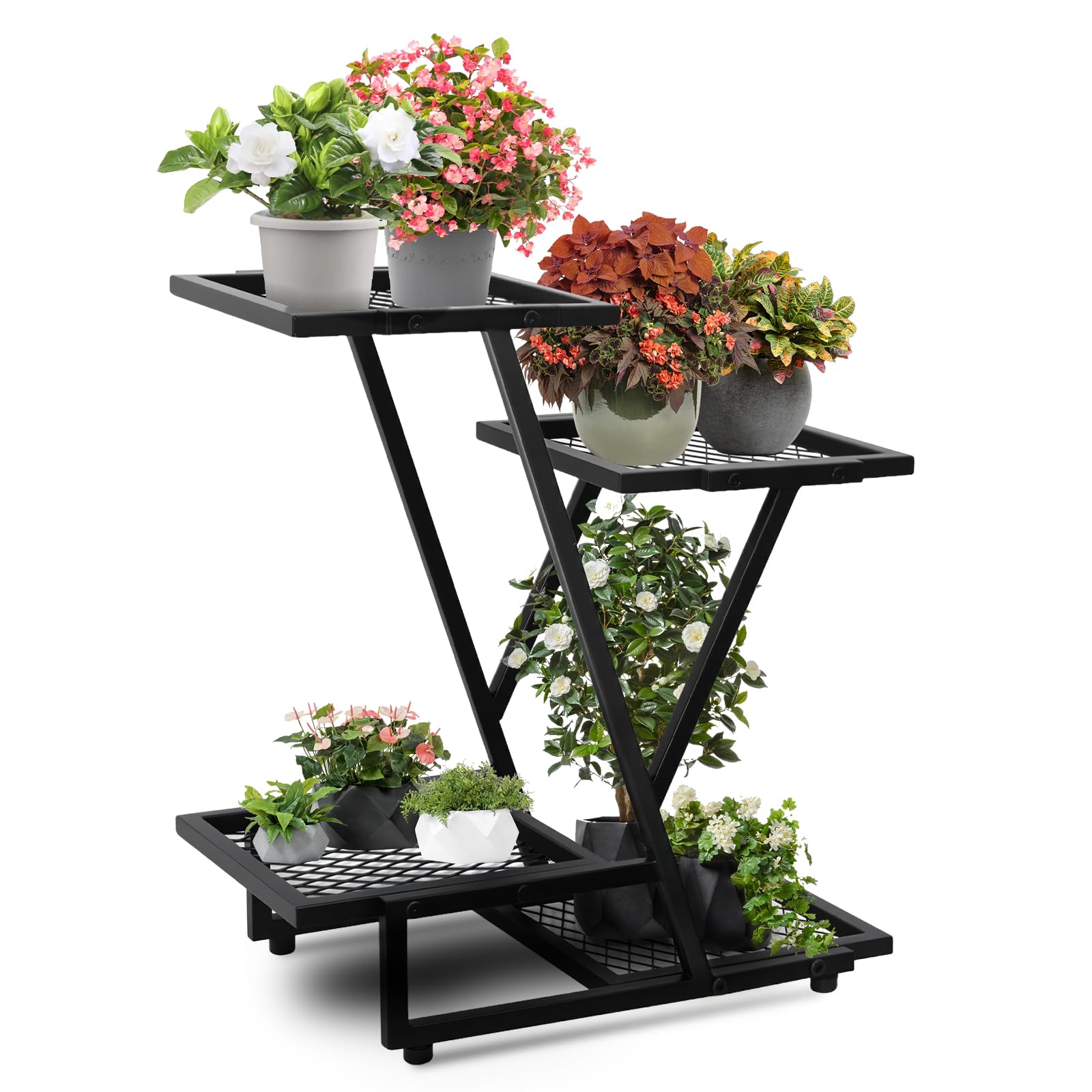 XZHXZH 4Tier plant stand outdoor display for balcony organization.