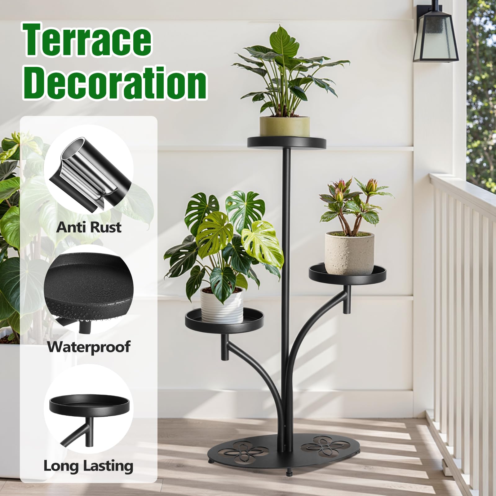 XZHXZH modern flower pot rack enhances decor while catching sunlight.