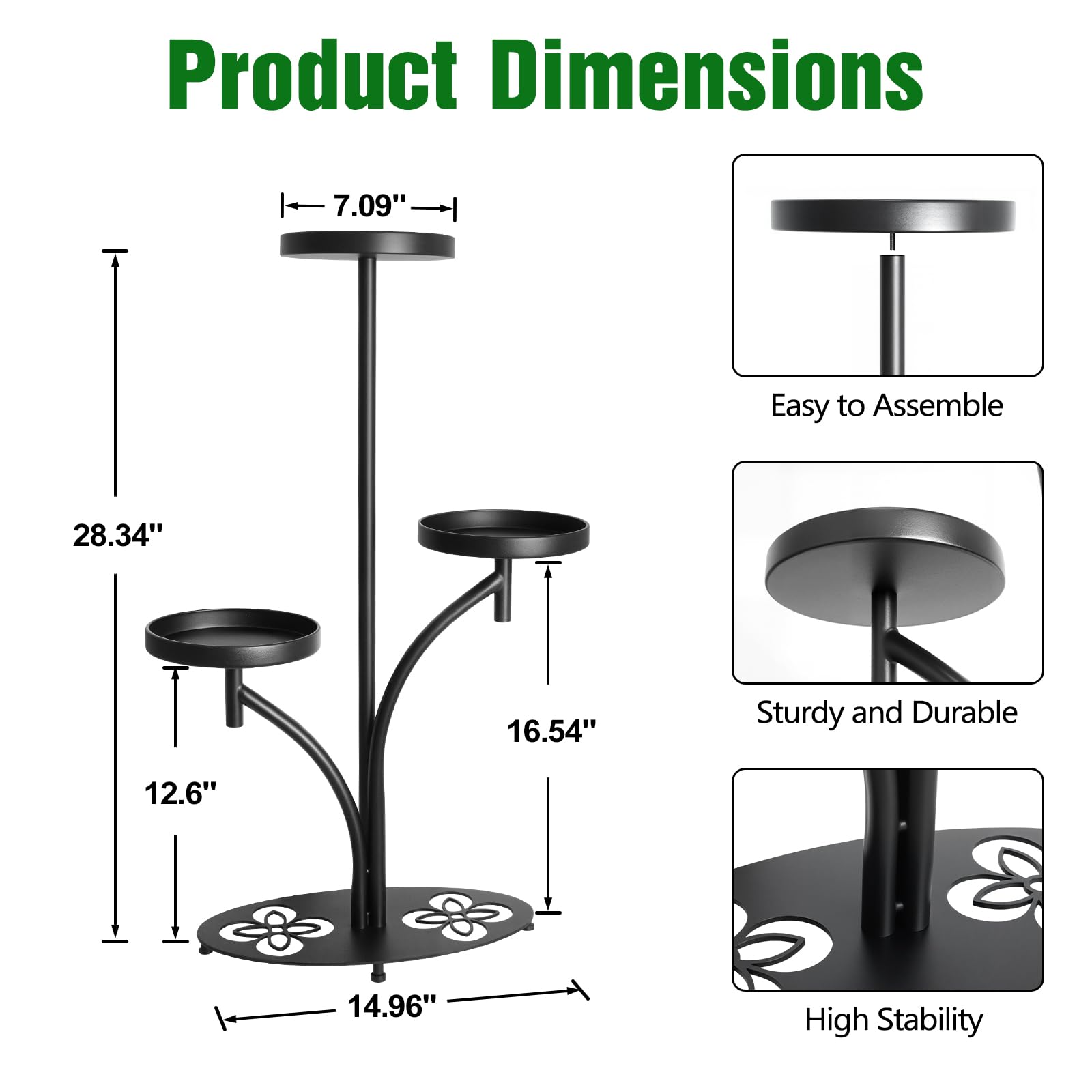 XZHXZH tall black metal plant stand elevates greenery in living rooms.
