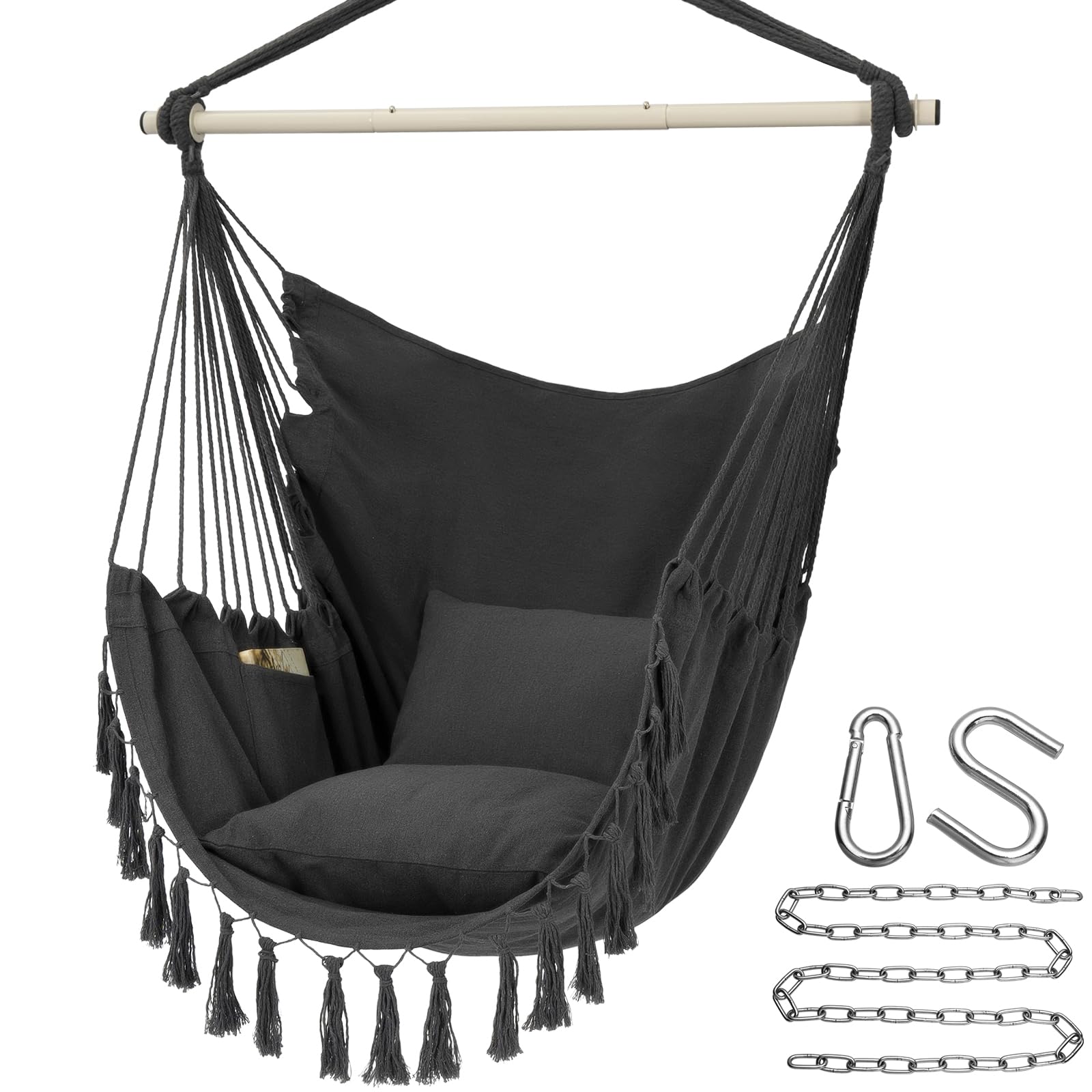Y- STOP hammock chair front view with cozy seating and durable frame.