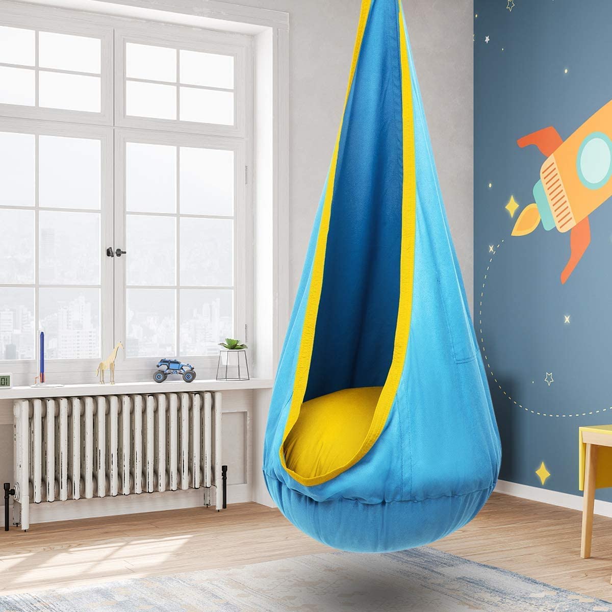 Y-STOP pod swing seat cotton canvas close-up for breathable comfort