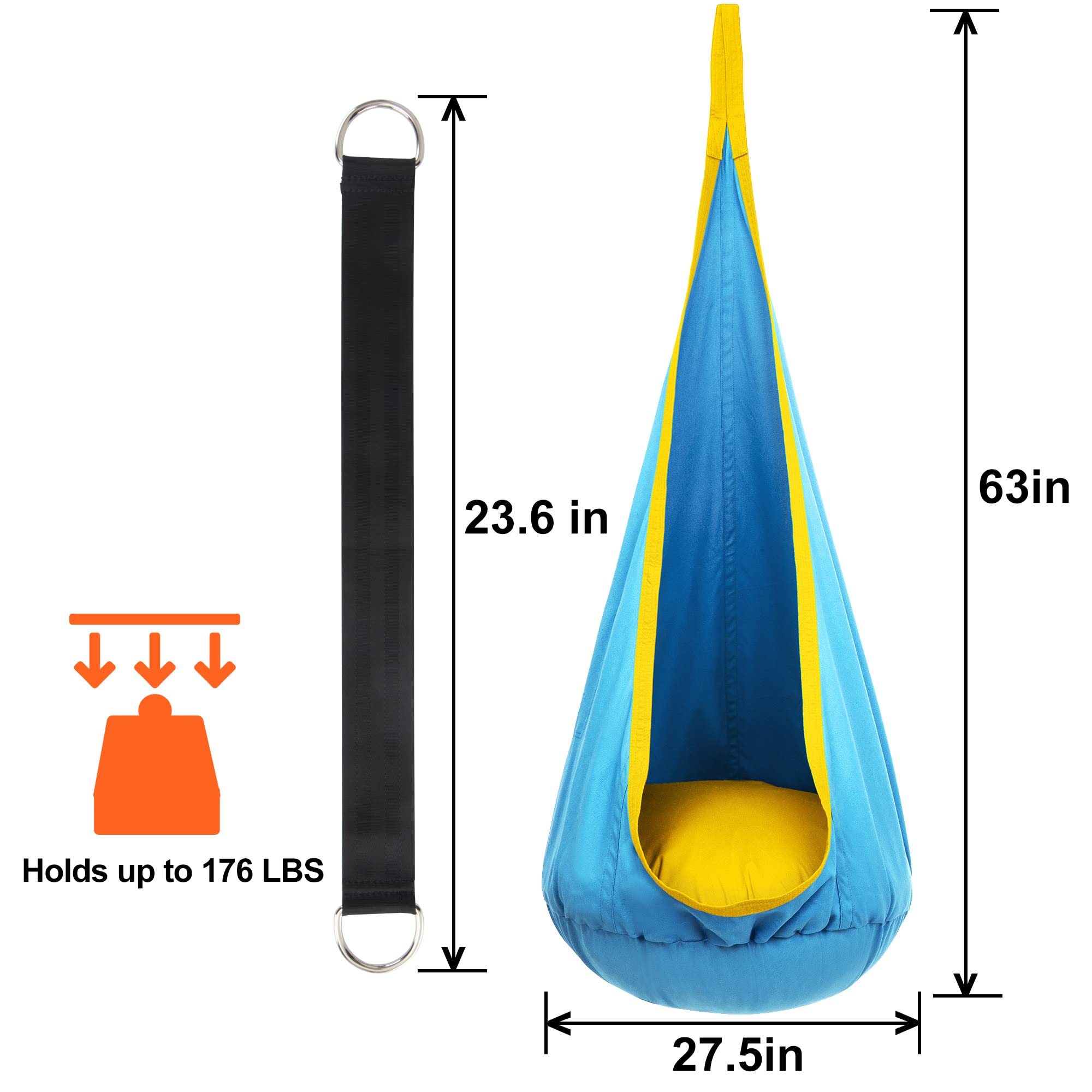 Y-STOP pod swing seat demonstrates indoor/outdoor versatility