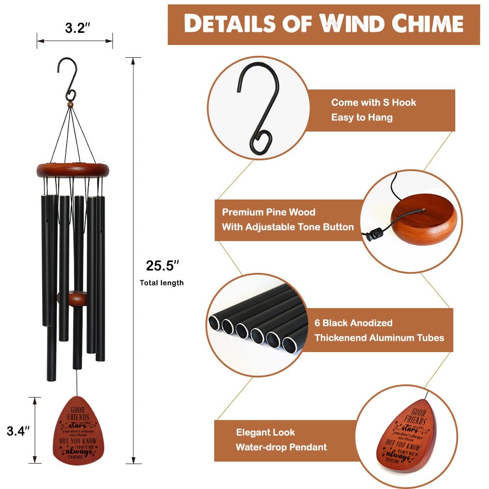 YAANUNULU memorial wind chimes with pinewood parts for durable outdoor decor.