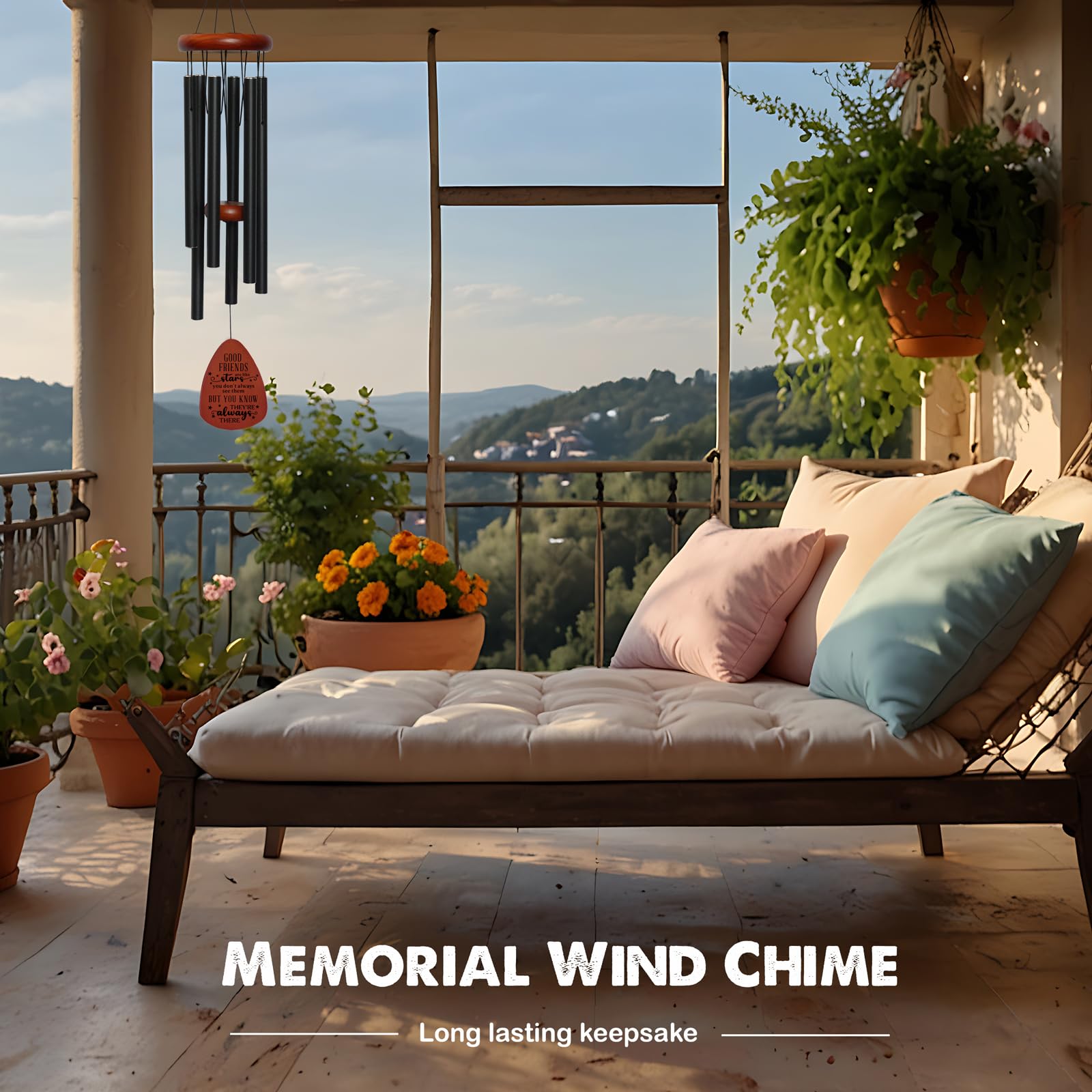 YAANUNULU wind catcher with blessing inscription adds personal meaning.