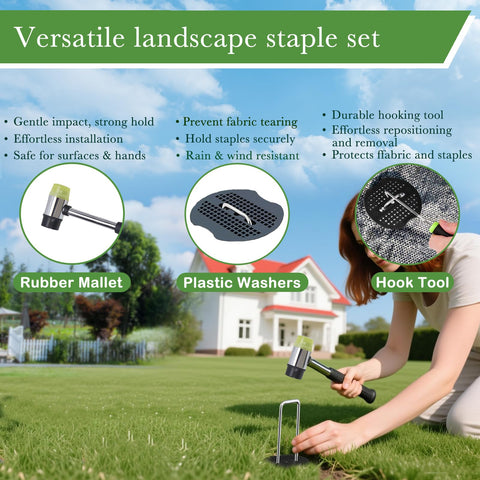 YACOO hook tool for landscape stakes enables quick removal.