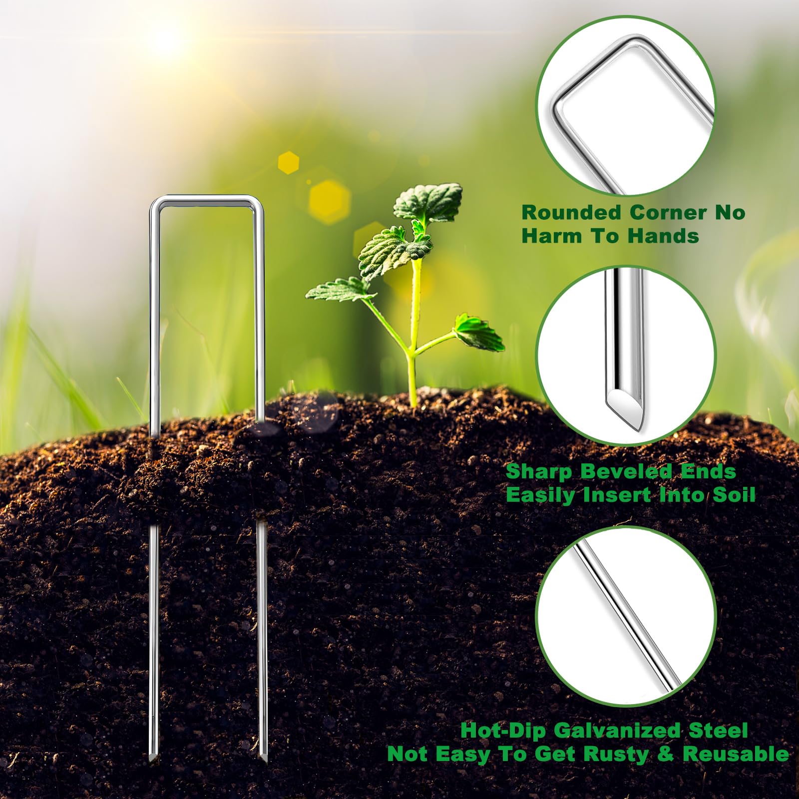 YACOO gasketed stakes demonstrating secure fabric hold against wind and slopes