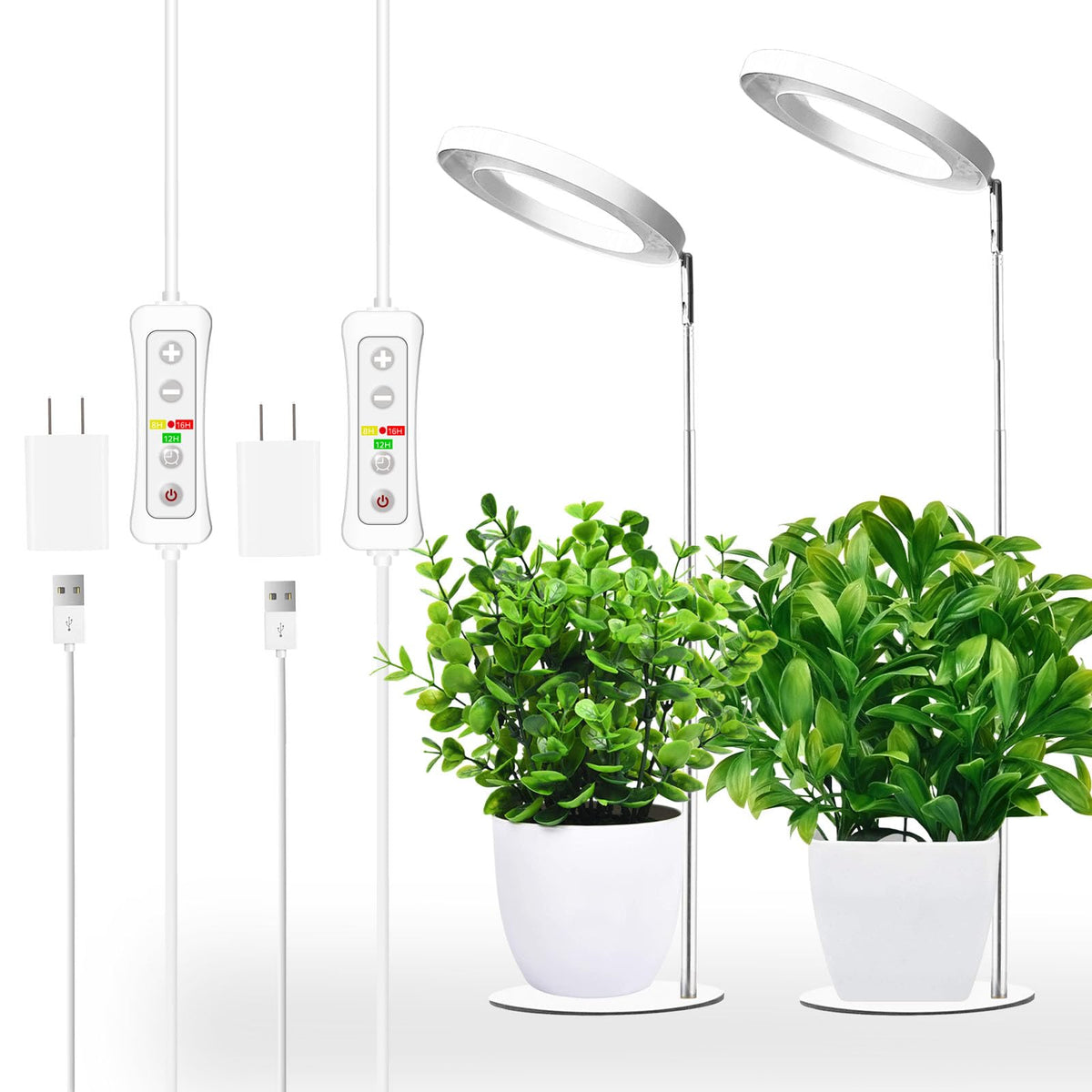 Yadoker 144 LEDs grow light front view for indoor plants, supports healthy growth.