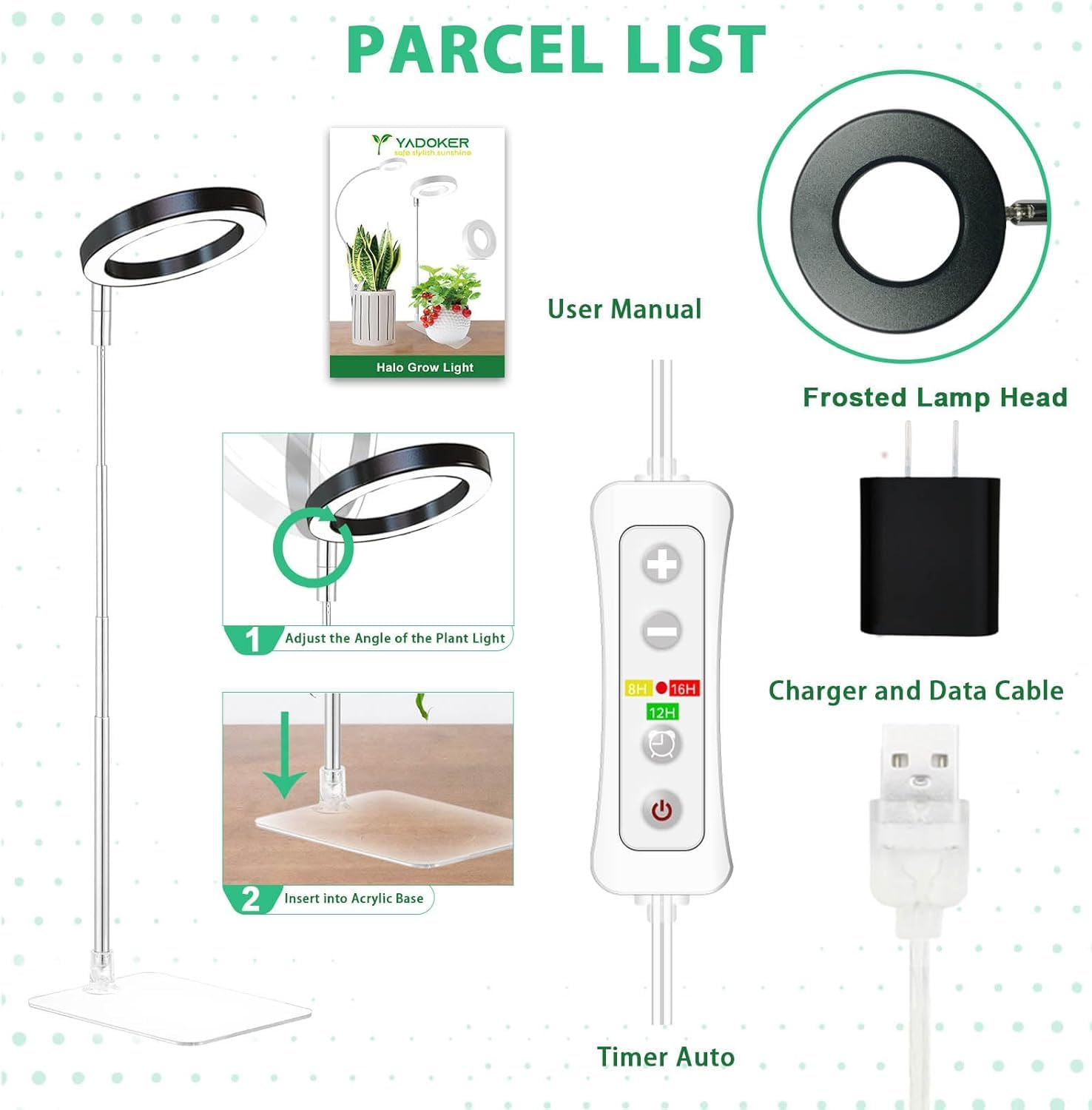 Yadoker 3-pack grow light blends with home decor and supports nearby plants