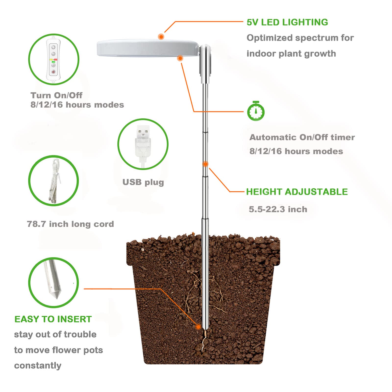 Yadoker light powered by 5V low safe voltage for safe home use