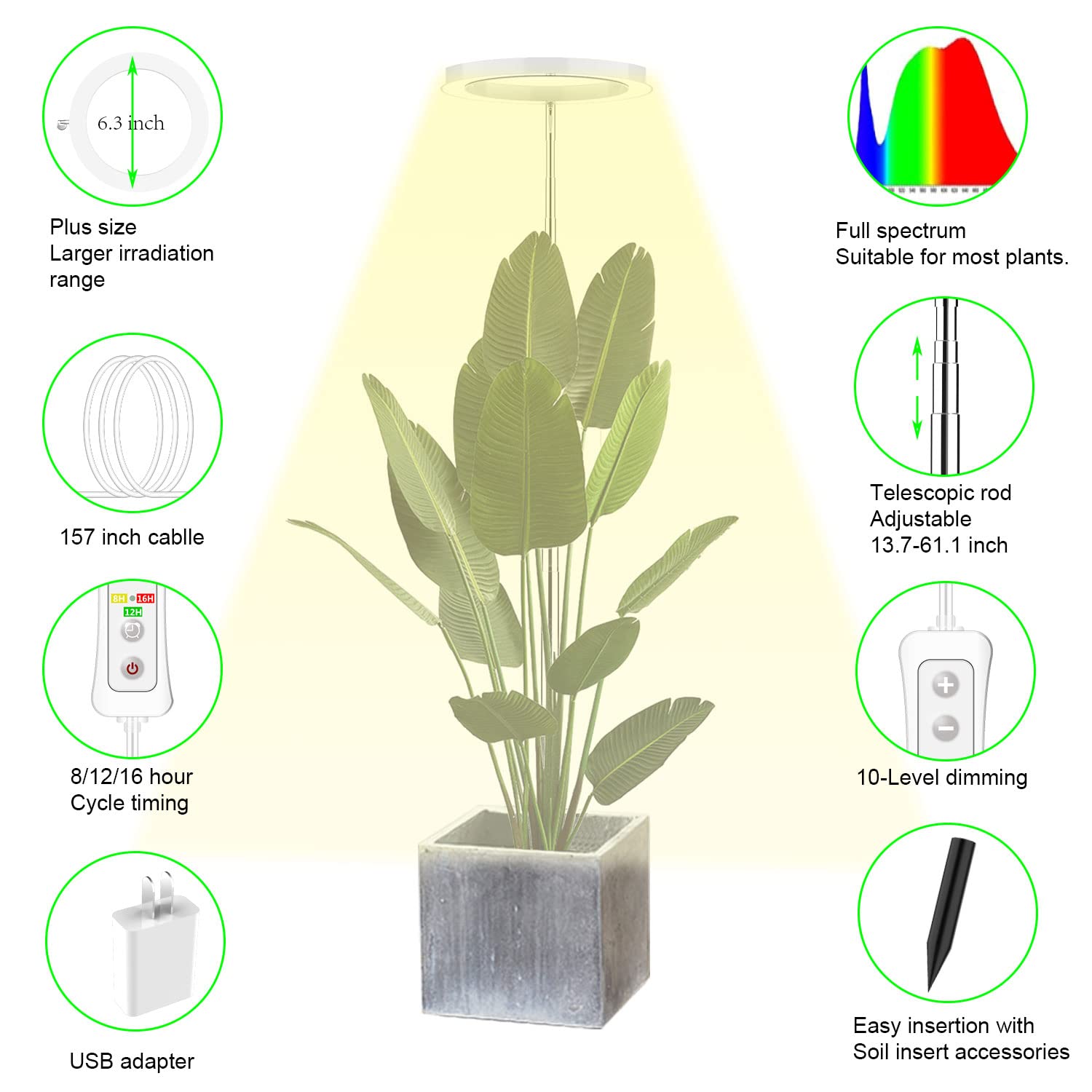 Yadoker auto timer and dimmable control for effortless plant care