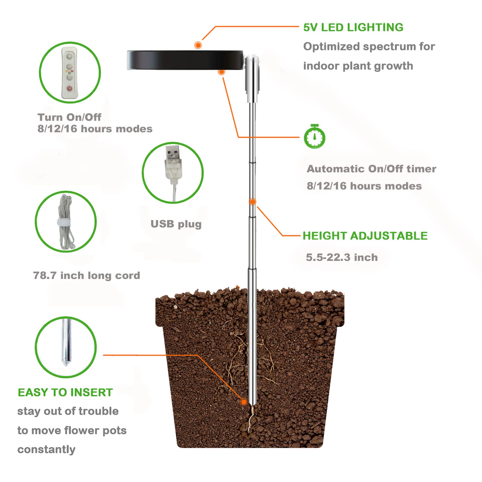 yadoker Plant Grow Light aluminum-shell keeps heat low and safe to touch.