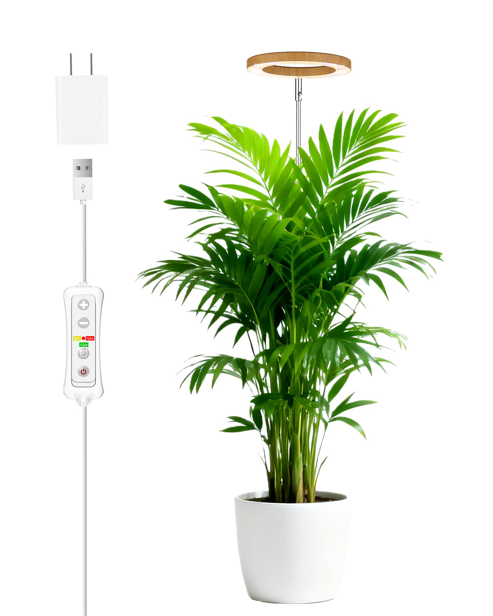 Yadoker grow light over a large indoor plant providing even coverage for lush foliage