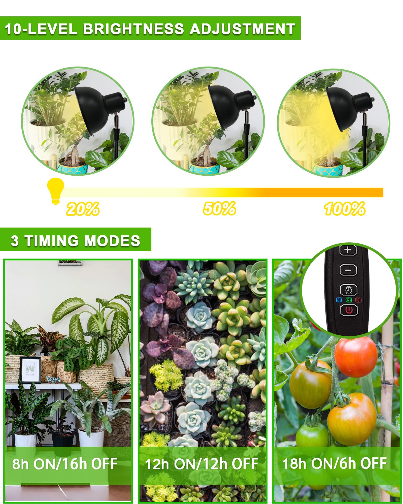 Yadoker grow light full spectrum LEDs enabling year-round plant growth.