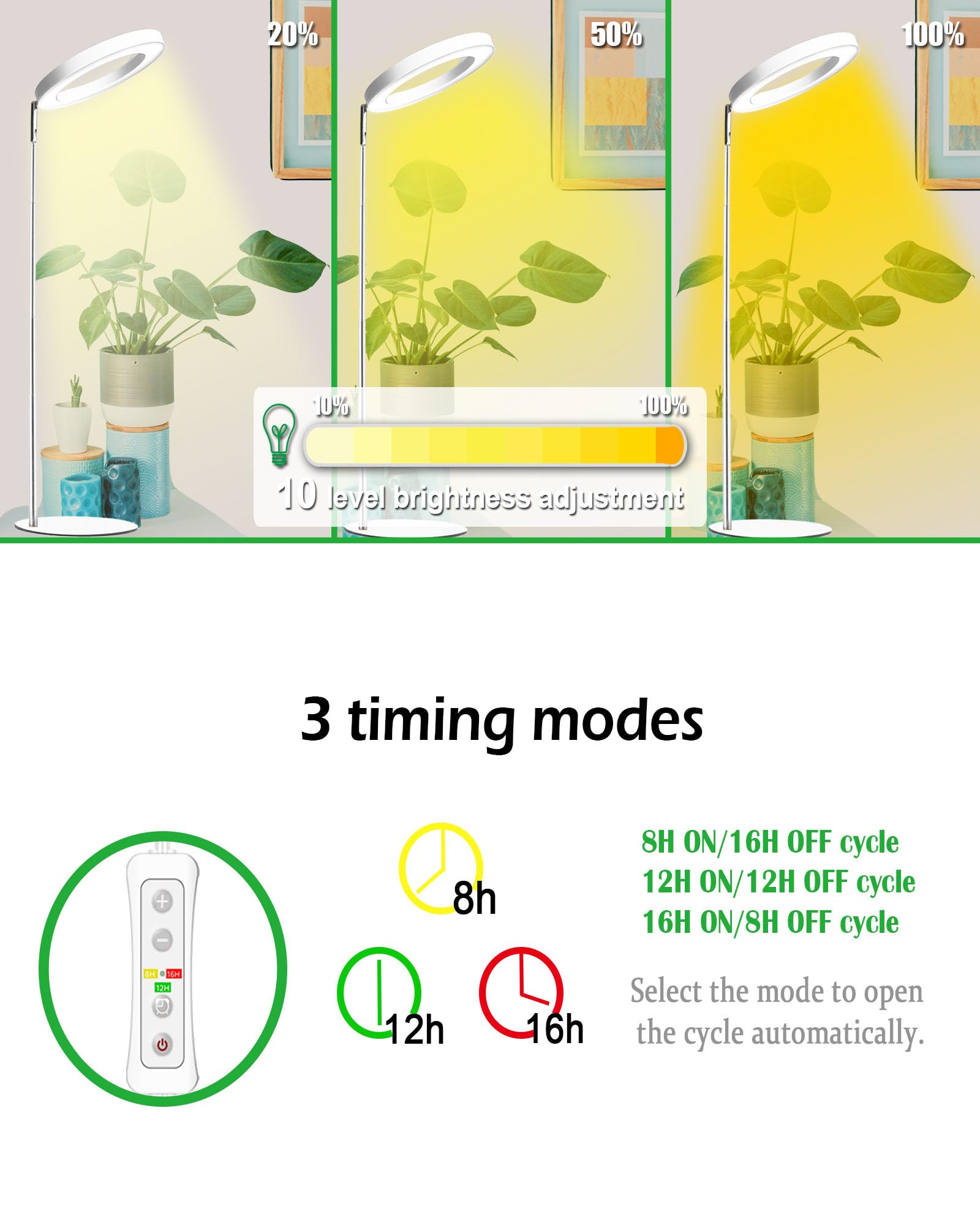 Yadoker grow light timer display, simple auto on/off for consistent care.